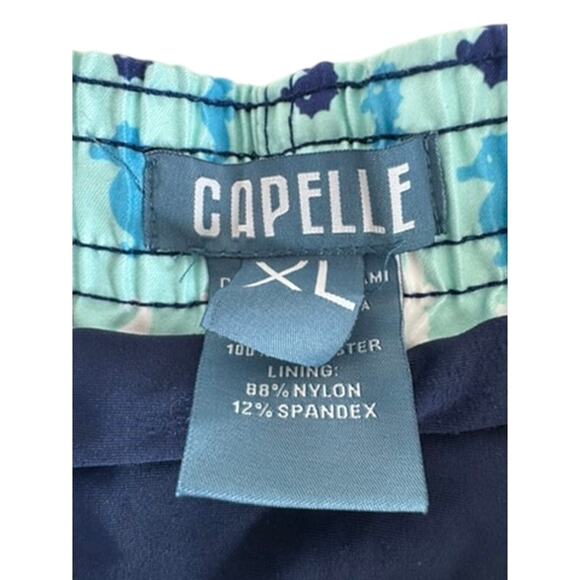 "CAPELLE" Mens Swim Trunks SZ XL Drawstring Sea Horses Beach Vacation 2 Layers - Picture 5 of 12